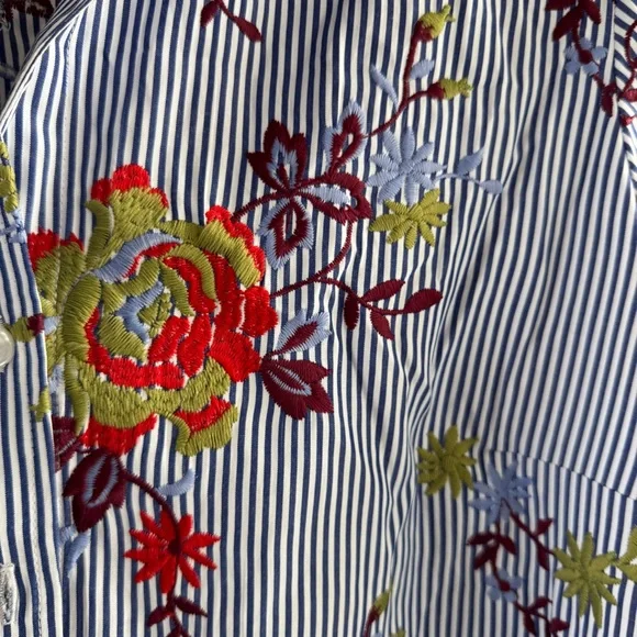 Finley Striped Floral Button Down Dress - Picture 4 of 7